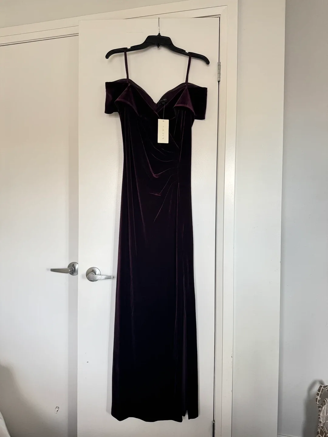 Laura Velvet Off-Shoulder Dress - Size 8