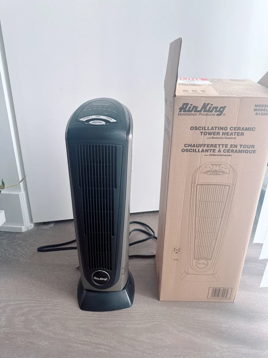 Air King Oscillating Ceramic Tower Heater - Like New!