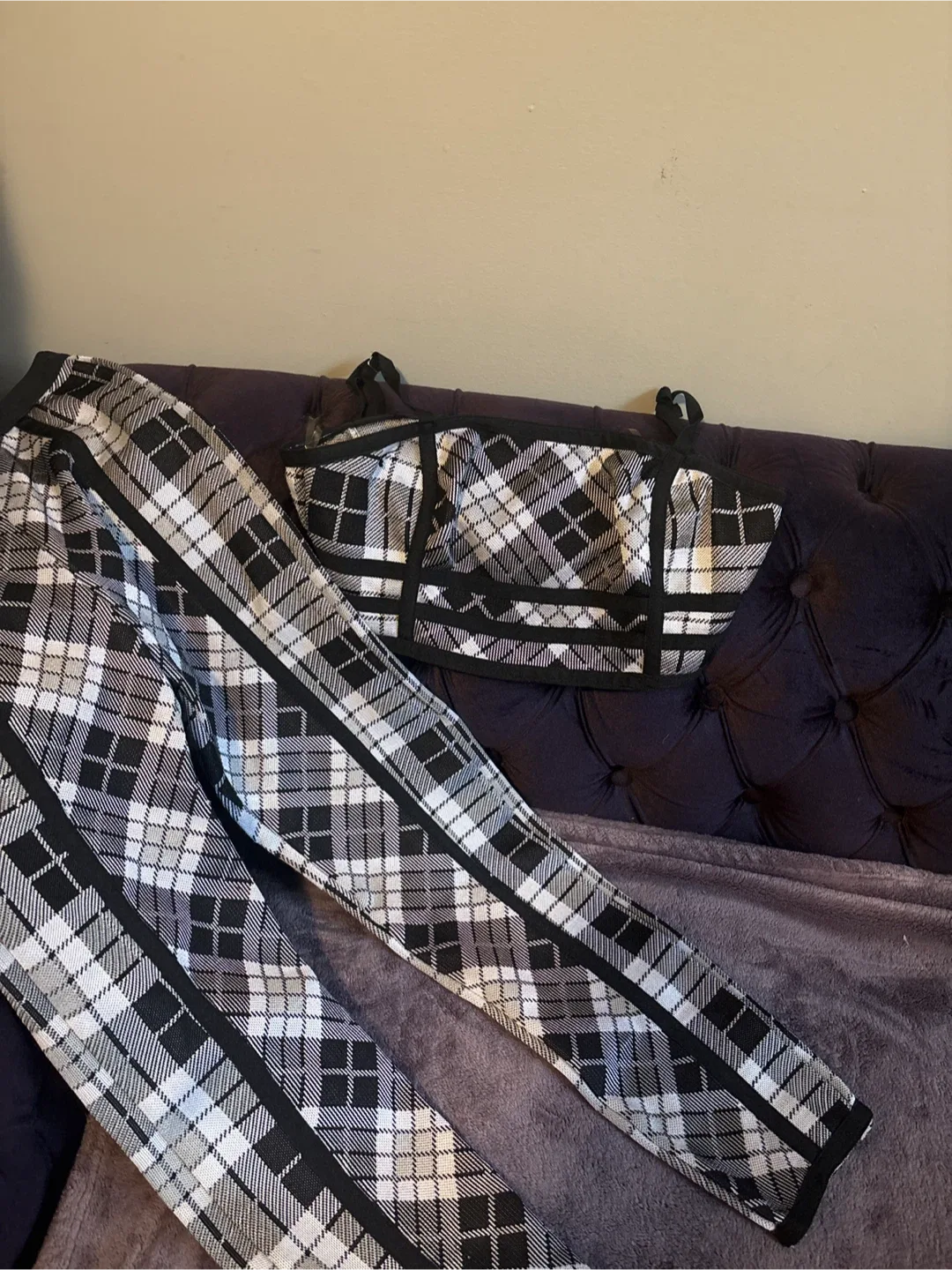 WOW GOLD LABEL Matching Plaid Top & Pants Set