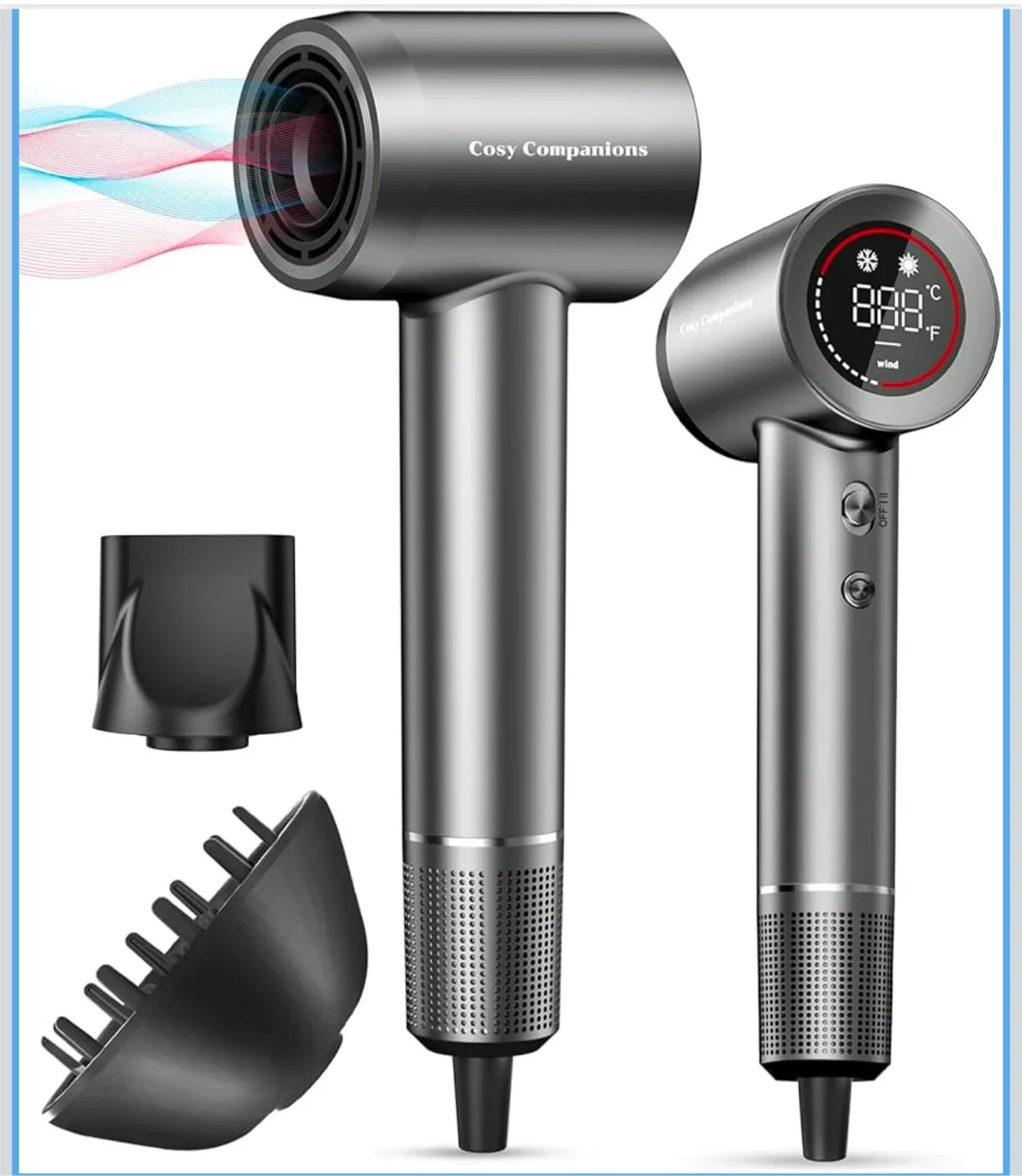 Hair Dryer with Magnetic Nozzles