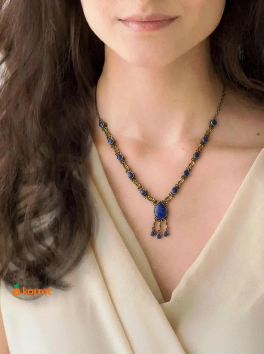 Vintage antique Blue Stone Necklace image indicator(5)