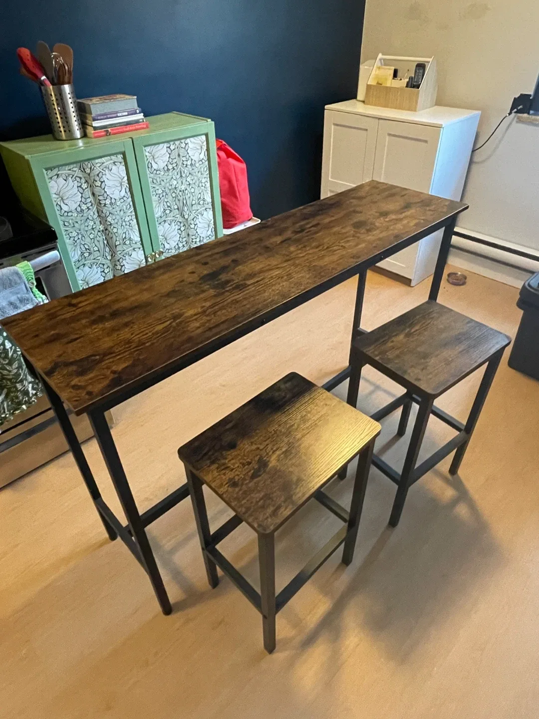 VASAGLE Bar Table Set with 2 Stools