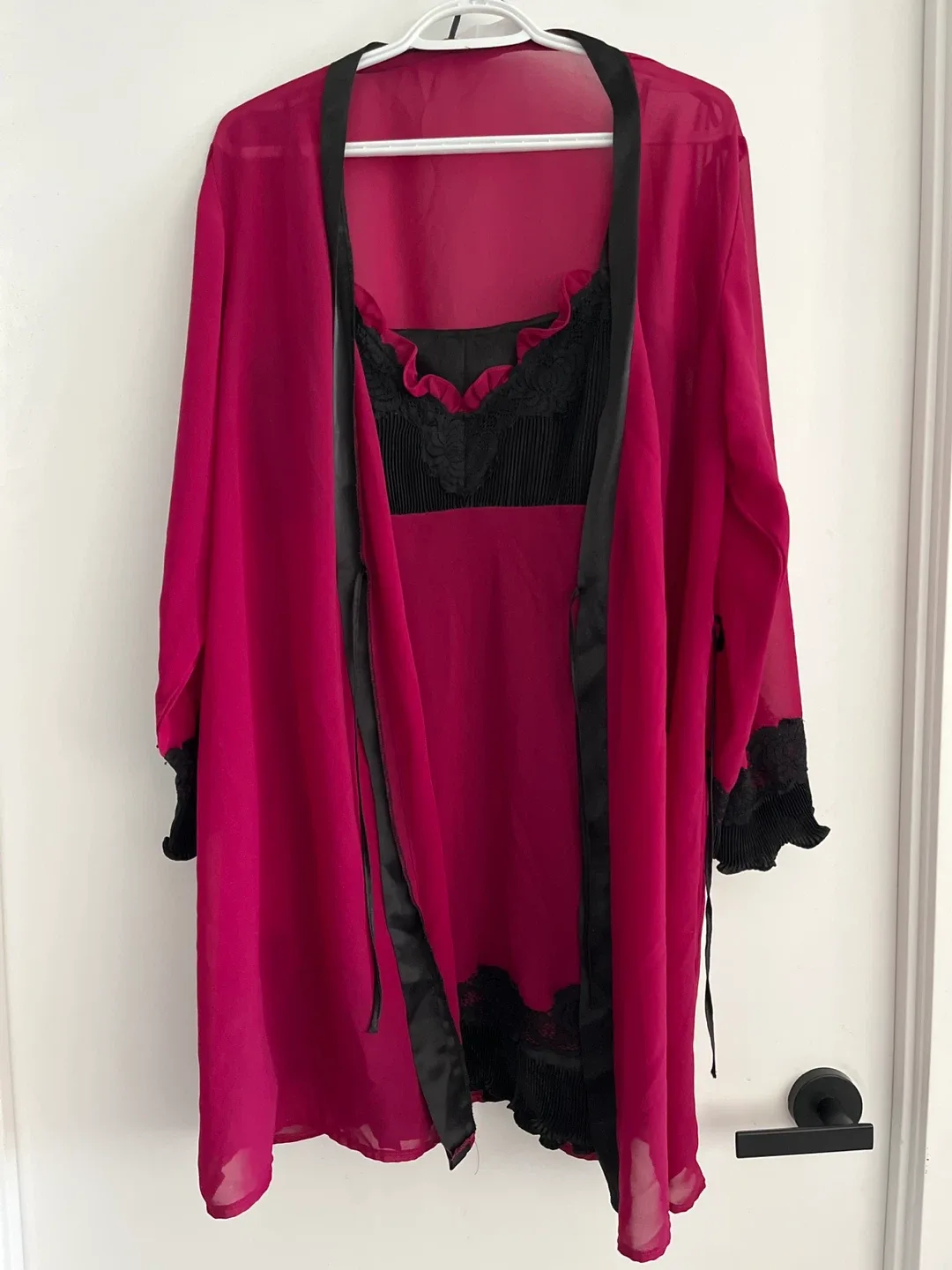 Burgundy & Black Lingerie Set image indicator(3)