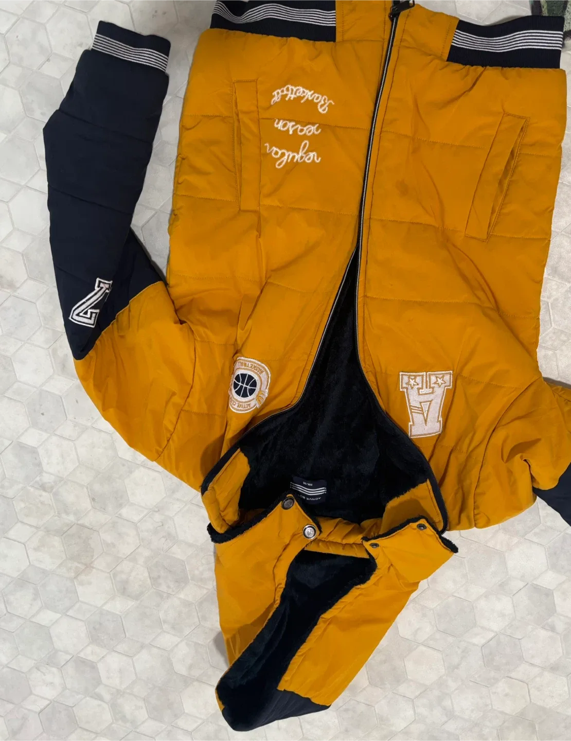 Yellow Basketball Puffer Jacket