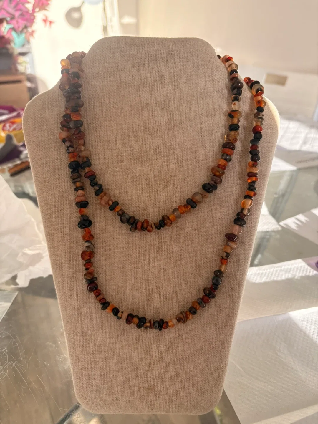 Beaded Necklace - Orange, Brown, Black image indicator(1)