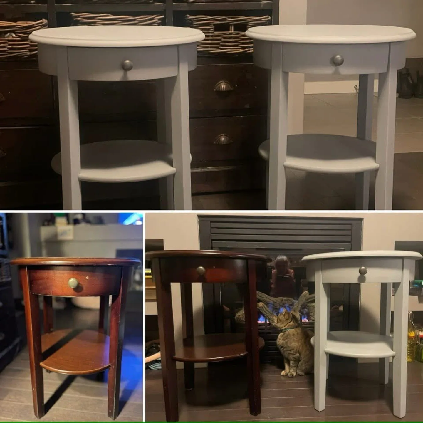 Repaired and refinished side tables