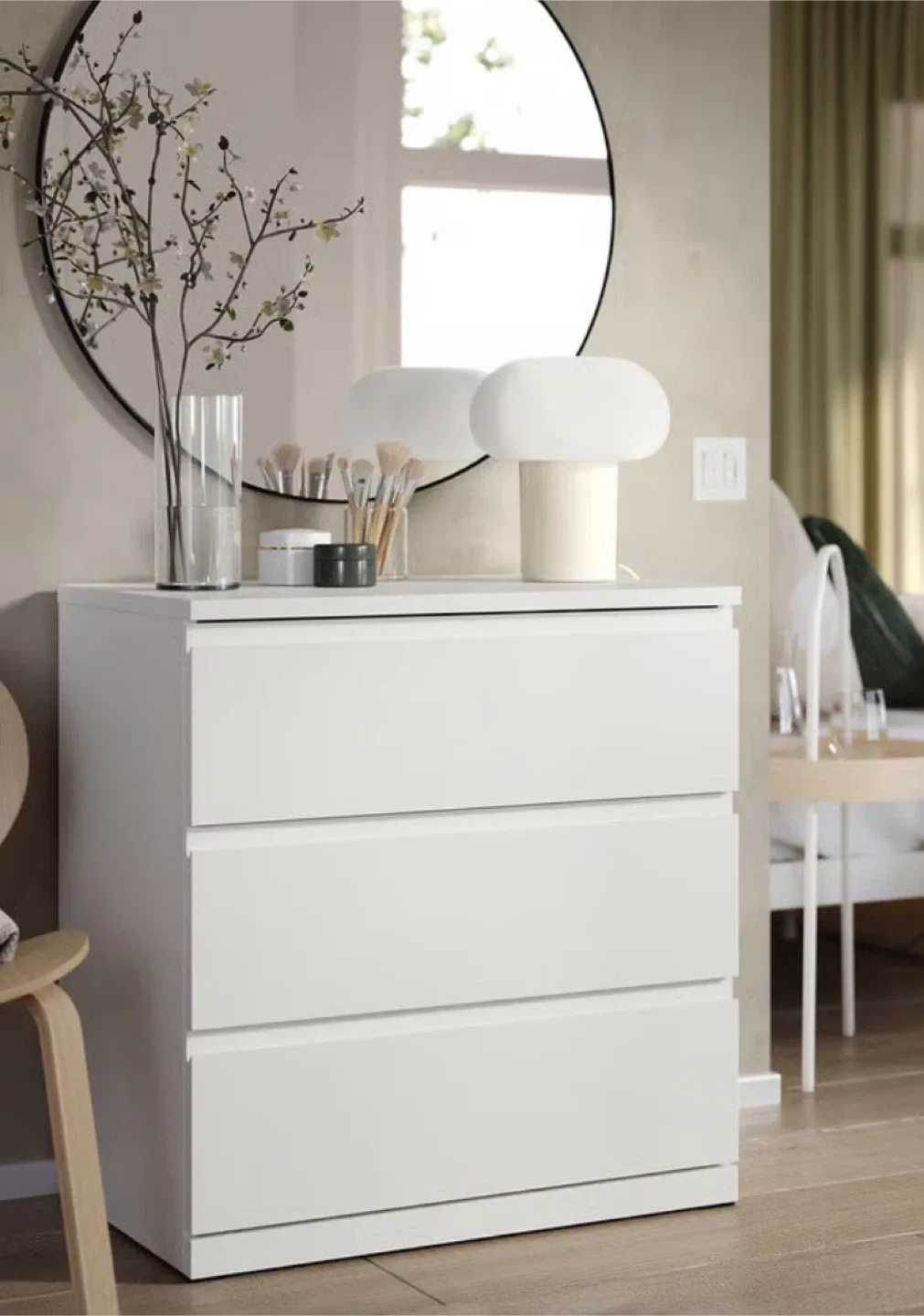 IKEA Malm White 3-Drawer Dresser