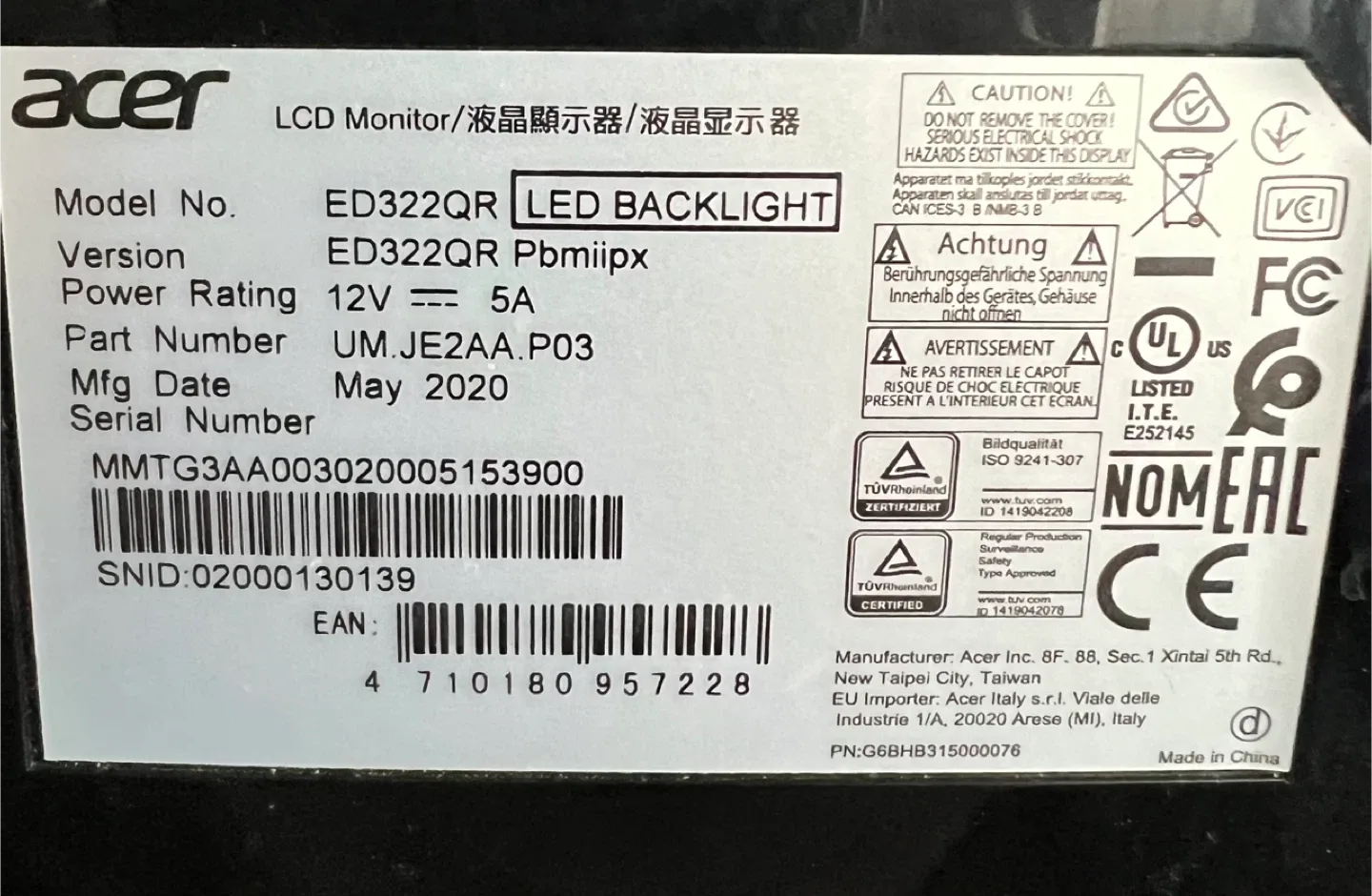 Acer ED322QR 32" Curved LED Backlight Monitor image indicator(3)