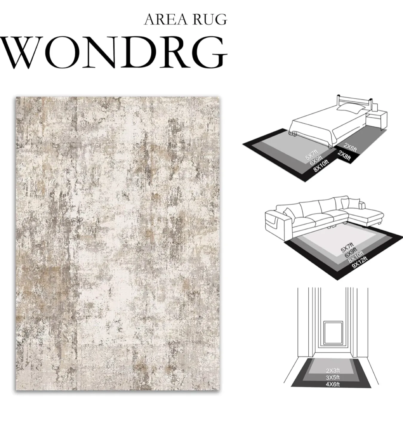 Distressed Abstract Area Rug 8x10 ft image indicator(6)