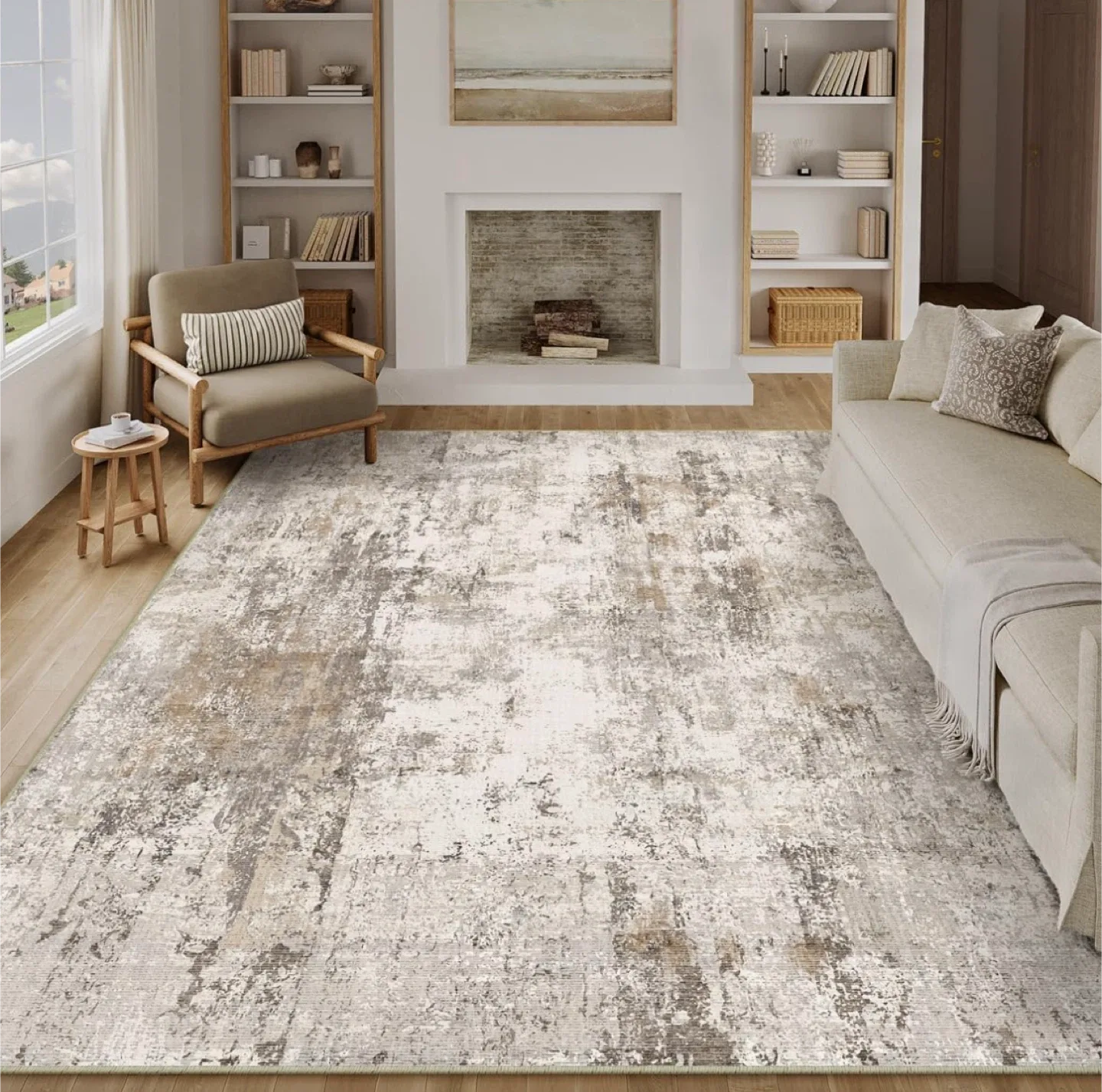 Distressed Abstract Area Rug 8x10 ft image indicator(4)