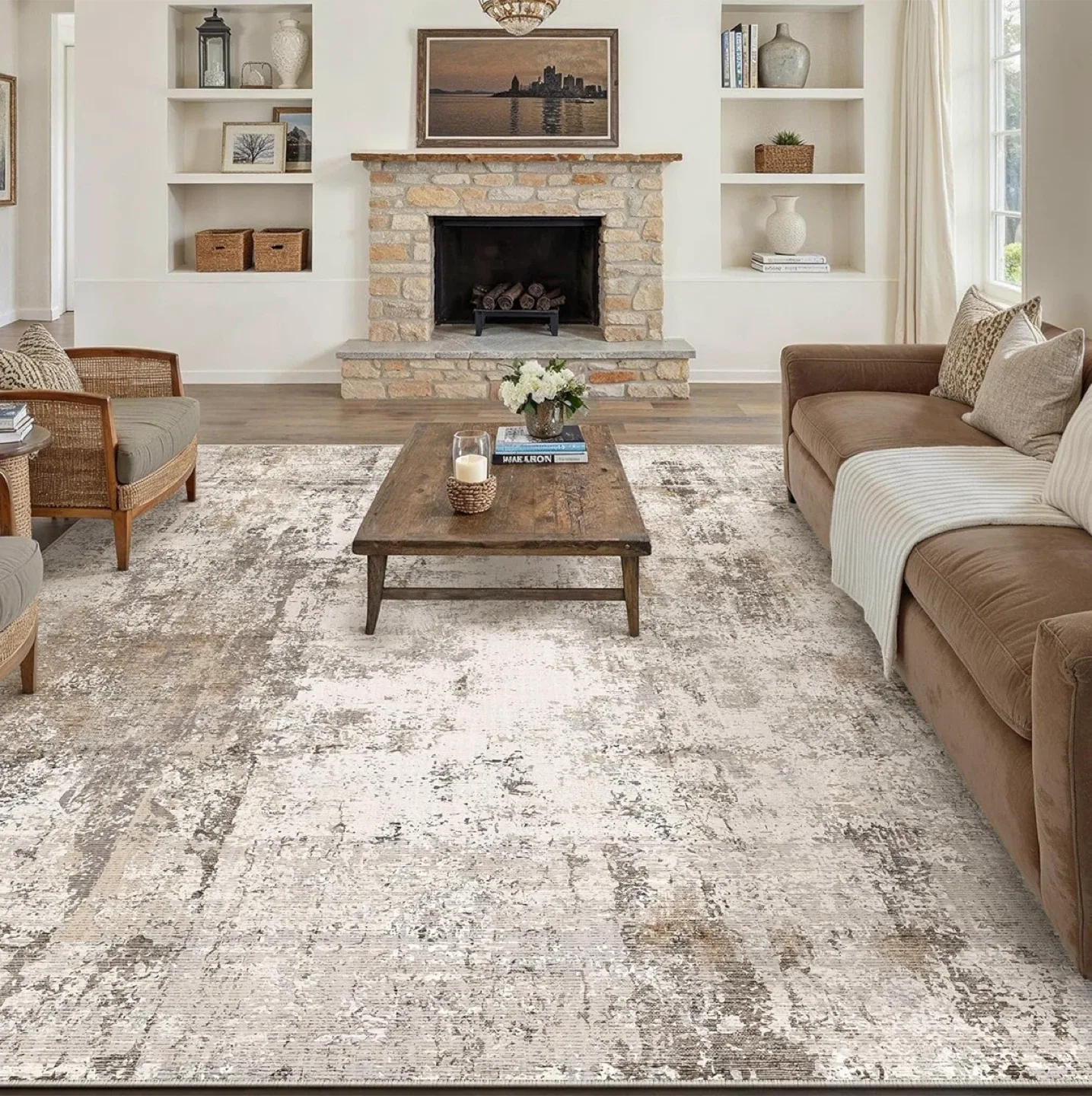 Distressed Abstract Area Rug 8x10 ft image indicator(7)