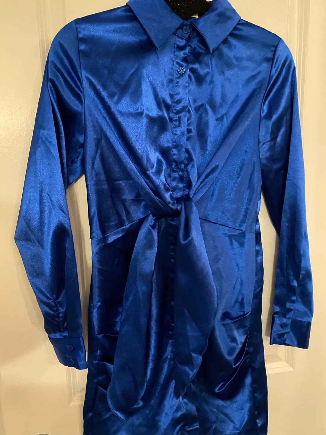 Blue Satin Shirt Dress image indicator(2)