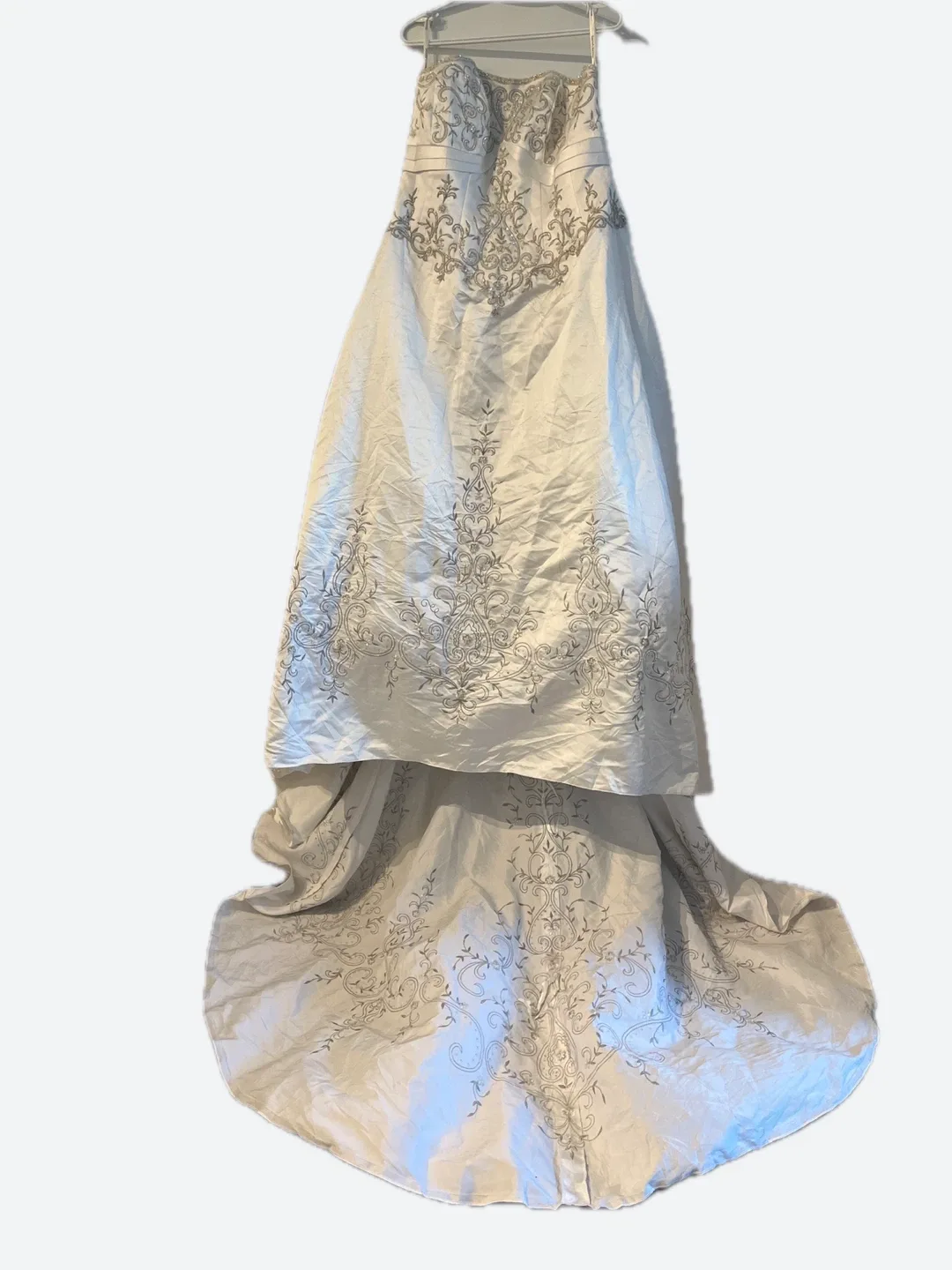 Wedding Dress - White with Silver Embroidery