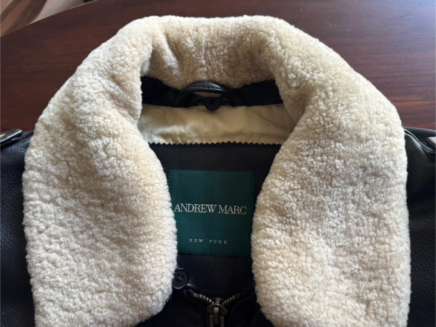 Andrew Marc Leather Jacket with Shearling Collar