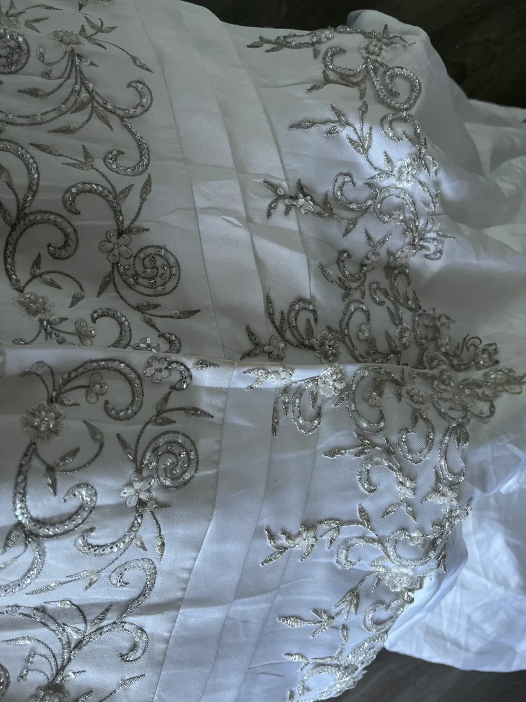 Wedding Dress - White with Silver Embroidery image indicator(5)