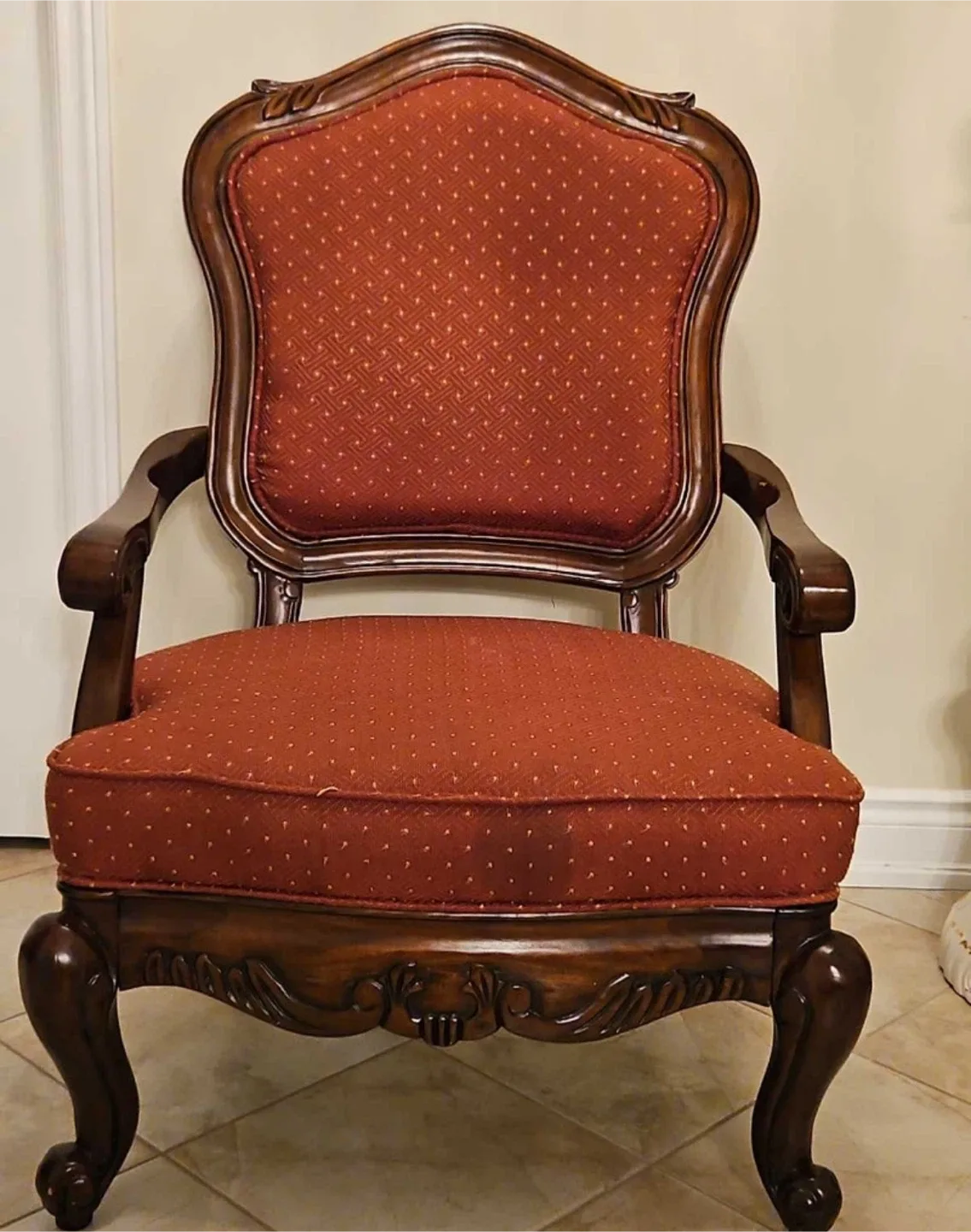 Antique Armchair - Red Fabric