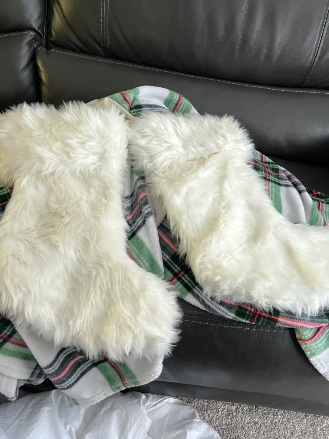 White Faux Fur Christmas Stockings - photo 2