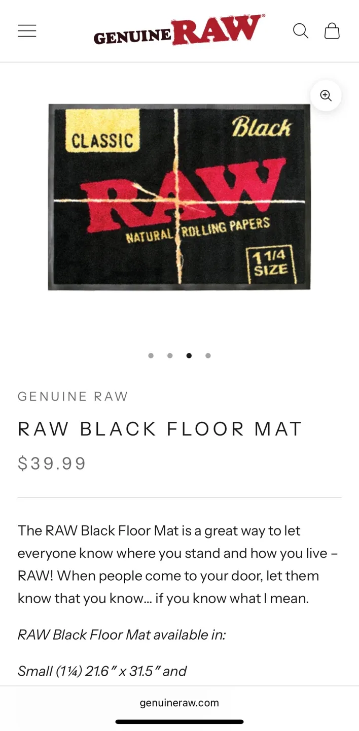 RAW Black Floor Mat - 21.6" x 31.5"