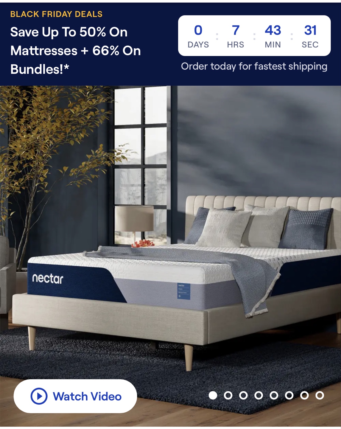 Nectar Classic Memory Foam Mattress 12 inch + 2 pillows free