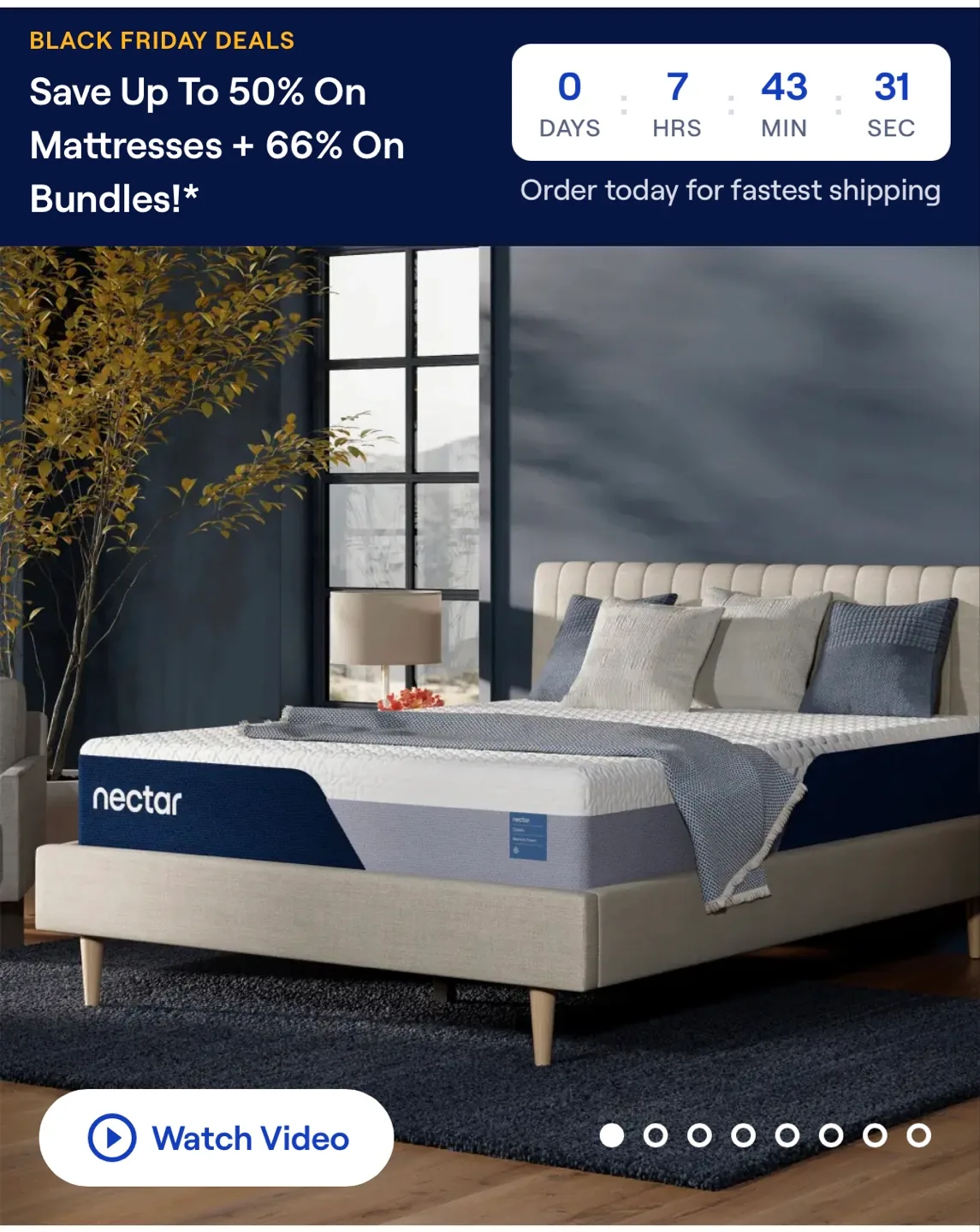 Nectar Classic Memory Foam Mattress 12 inch + 2 pillows free