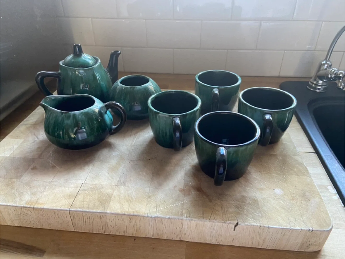 Vintage Blue Mountain Pottery Tea Set - Green