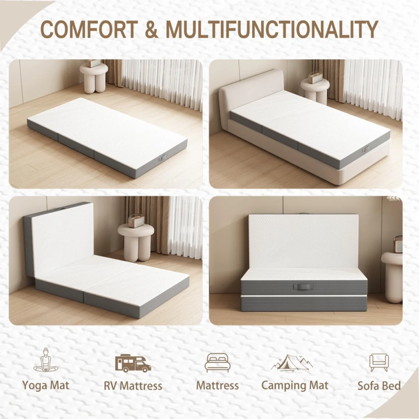 Tri-Fold Memory Foam Mattress, 4 inch Twin Folding image indicator(5)
