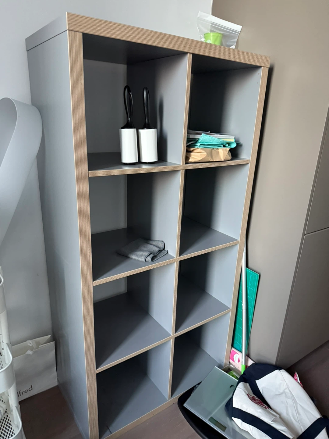 Grey 8-Cube Storage Shelf