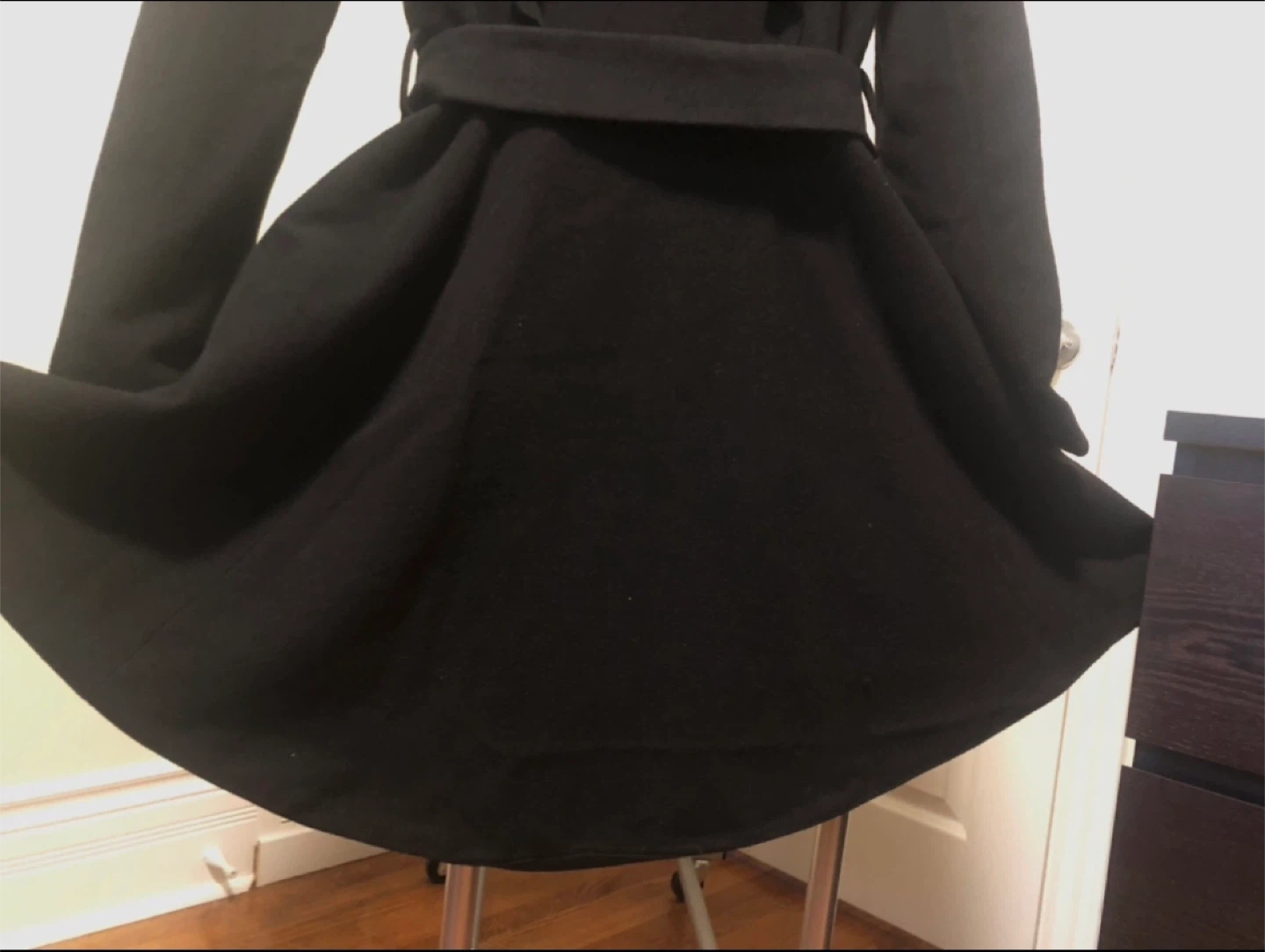 Black Ruffle Detail Coat - photo 4