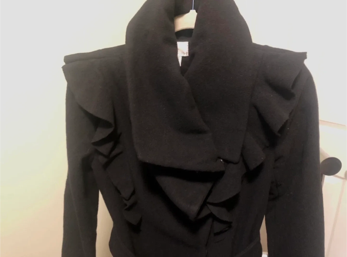 Black Ruffle Detail Coat