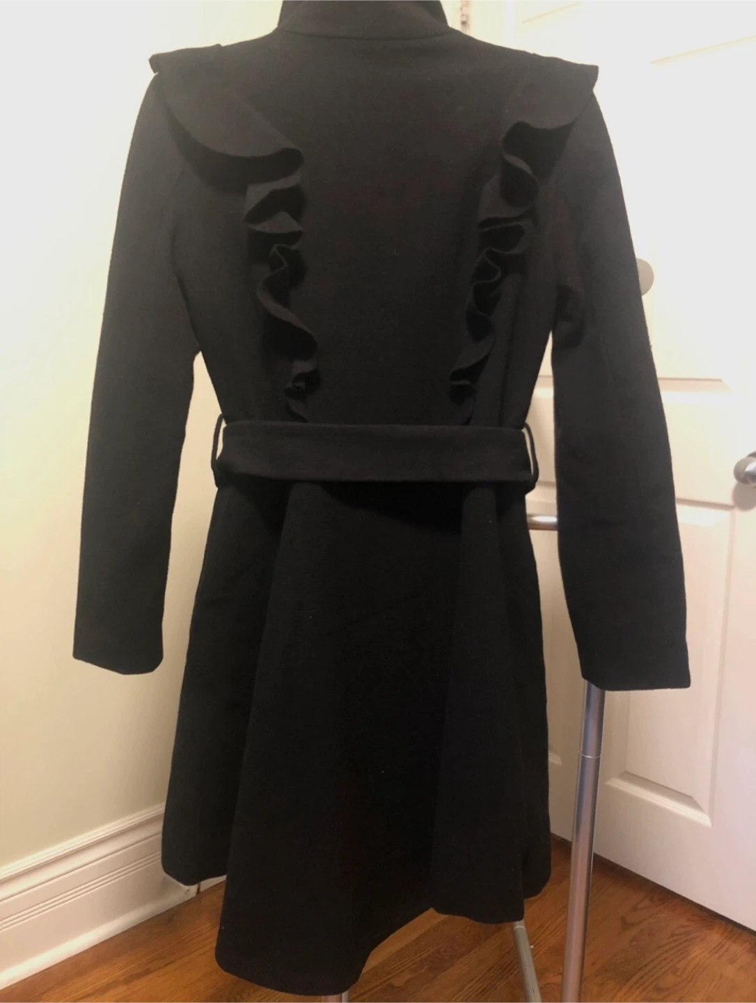 Black Ruffle Detail Coat - photo 3
