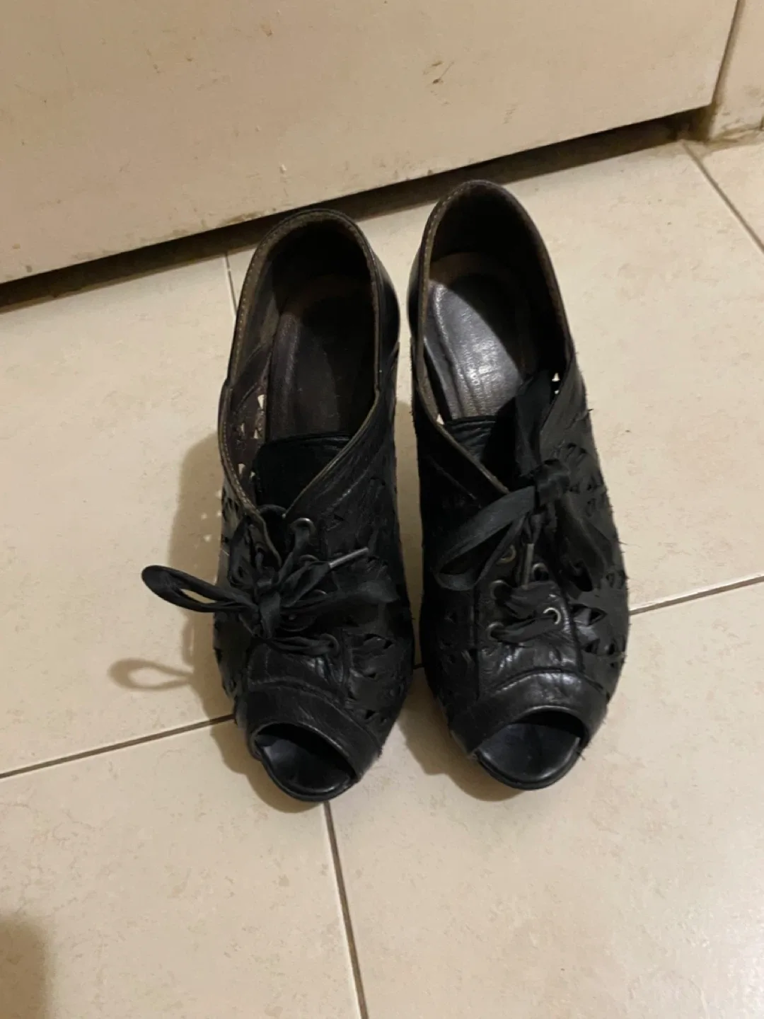 Black Peep-Toe Heels, Size Unknown