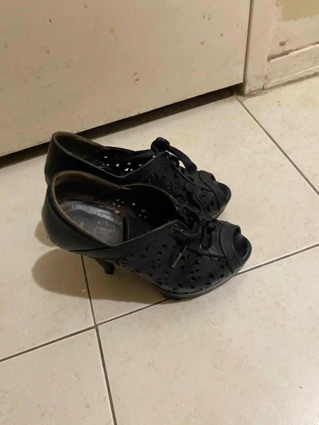 Black Peep-Toe Heels, Size Unknown image indicator(2)