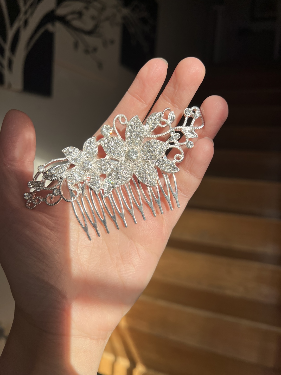 Rhinestone Hair Comb - Silver