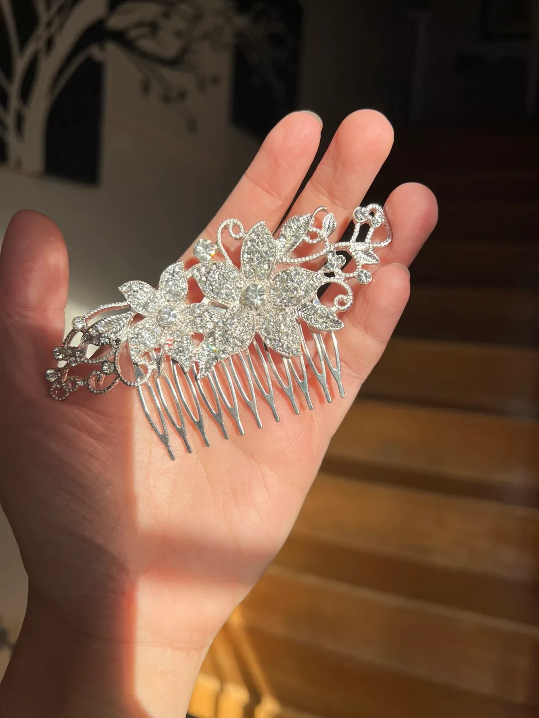 Rhinestone Hair Comb - Silver