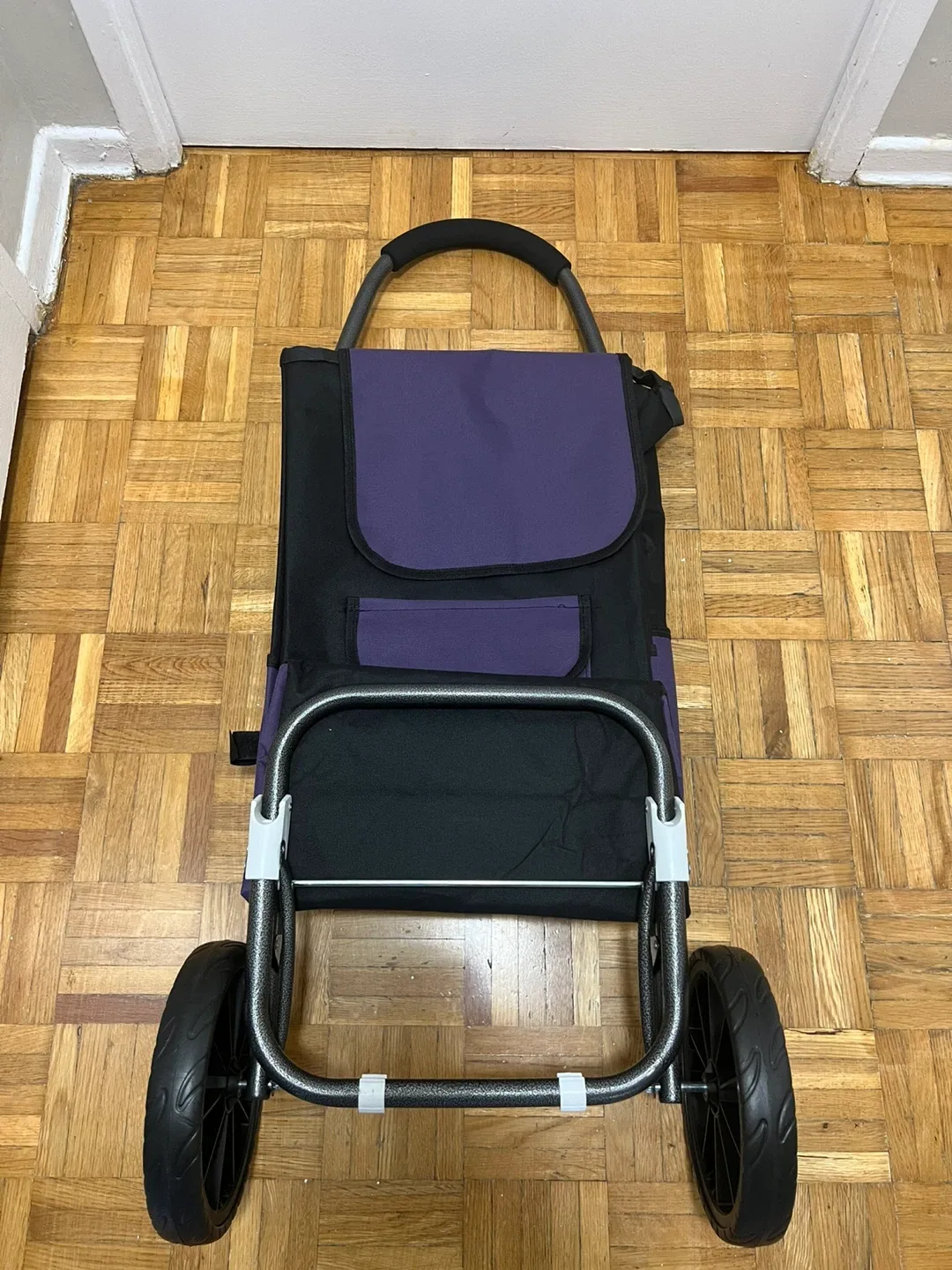 Rolling Shopping Cart - Black & Purple