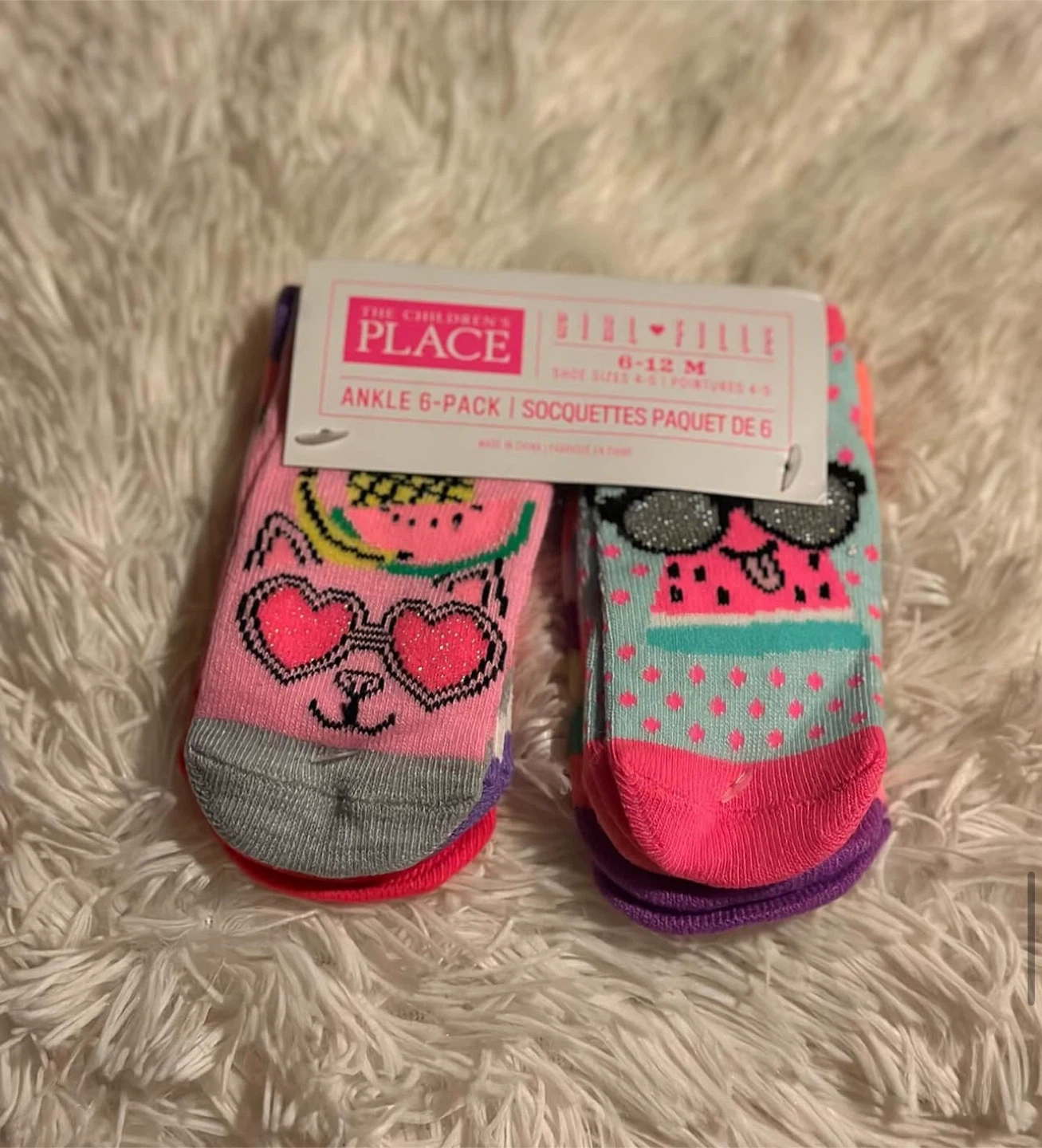 New Children's Place Ankle Socks 6-Pack (6-12M)