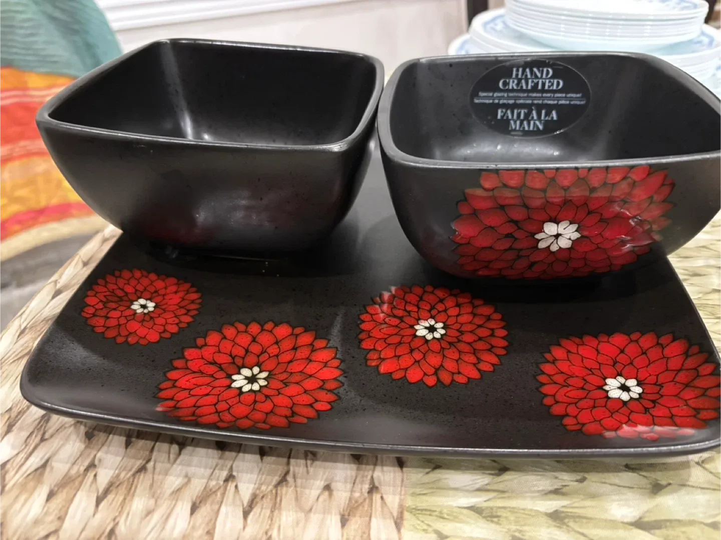 Hand Crafted Black Serving Bowls & Tray image indicator(2)