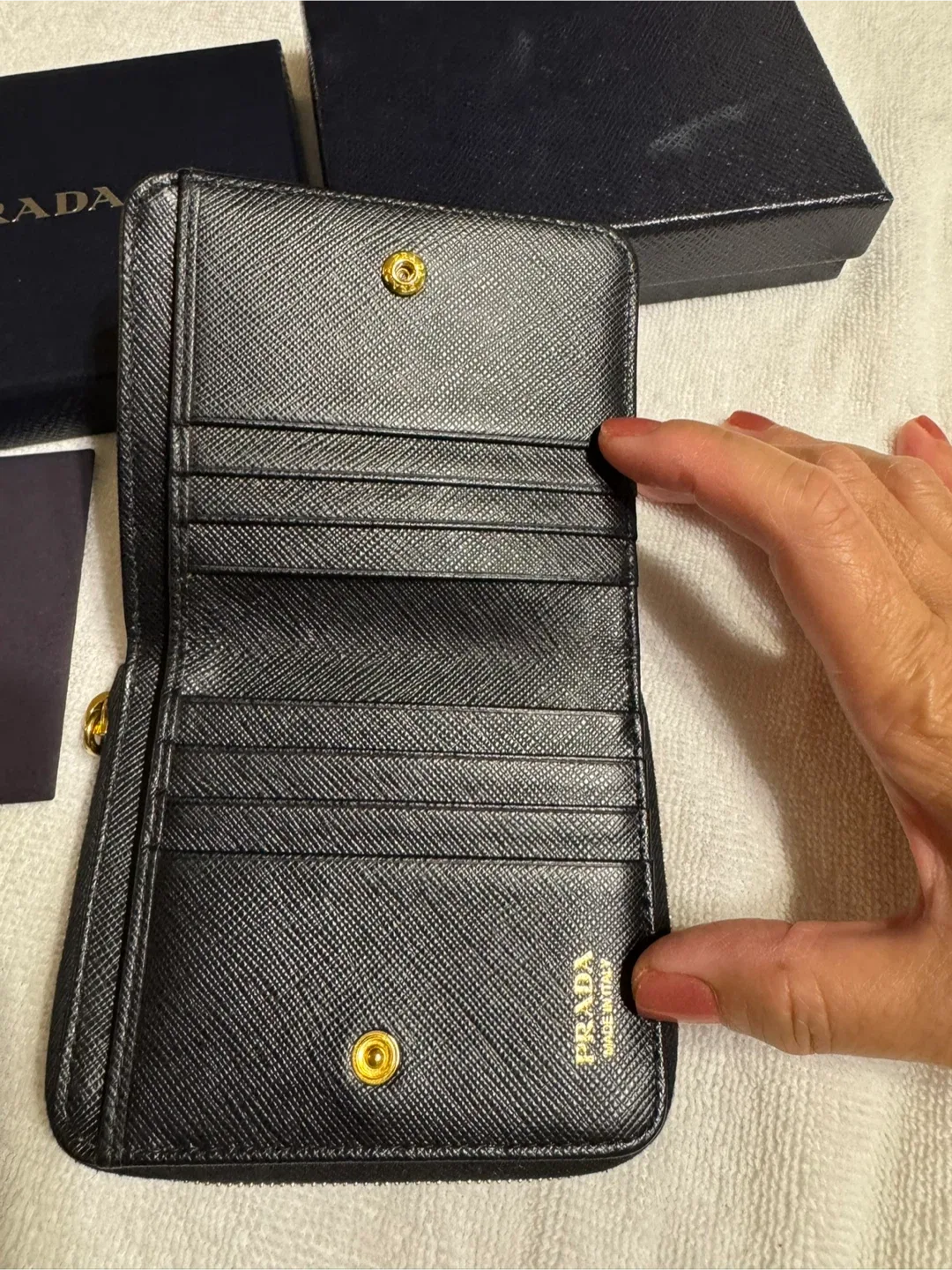 Prada Black Leather Wallet with Box