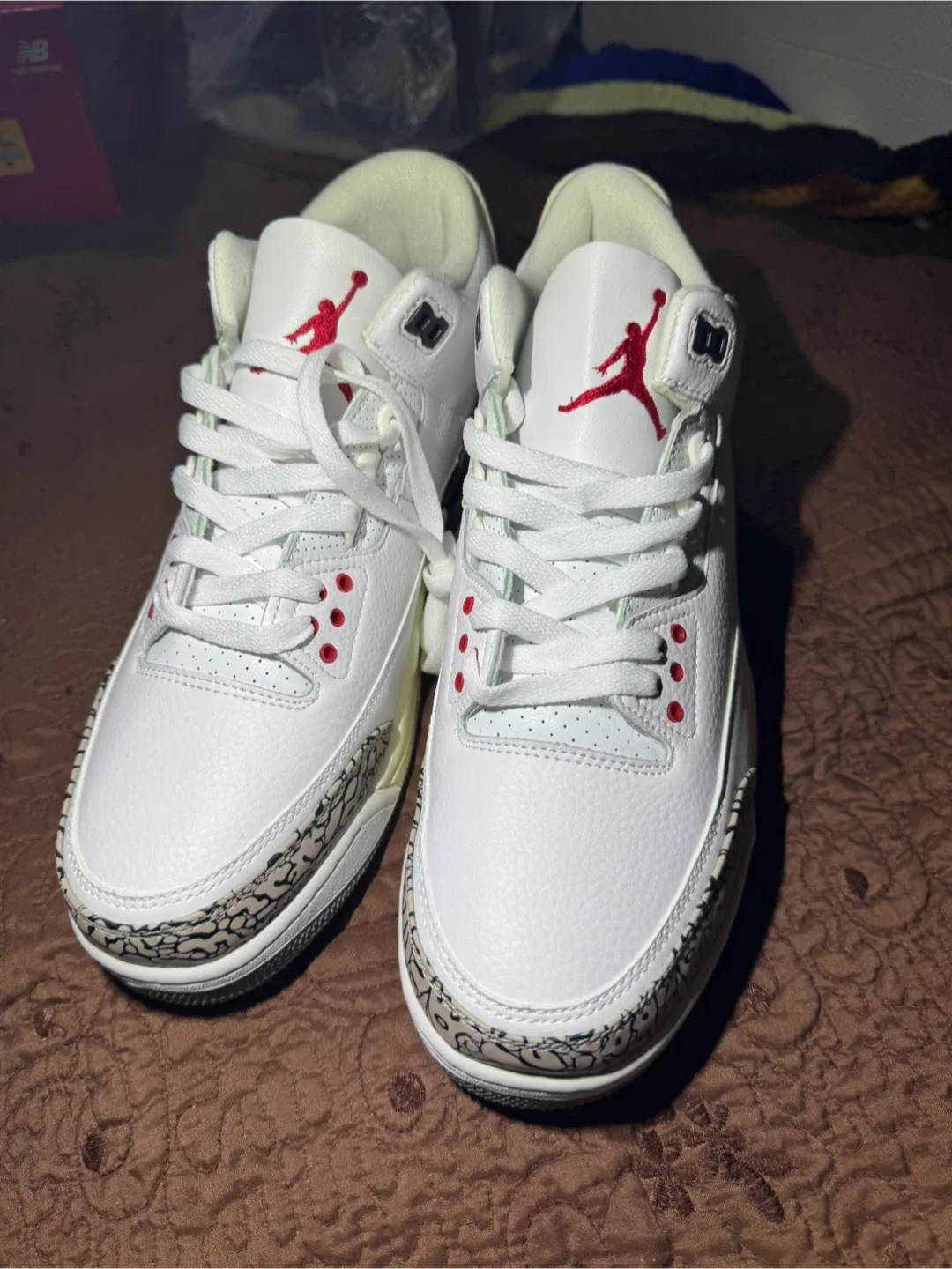 Nike Air Jordan 3 Retro White Cement Red Size 10