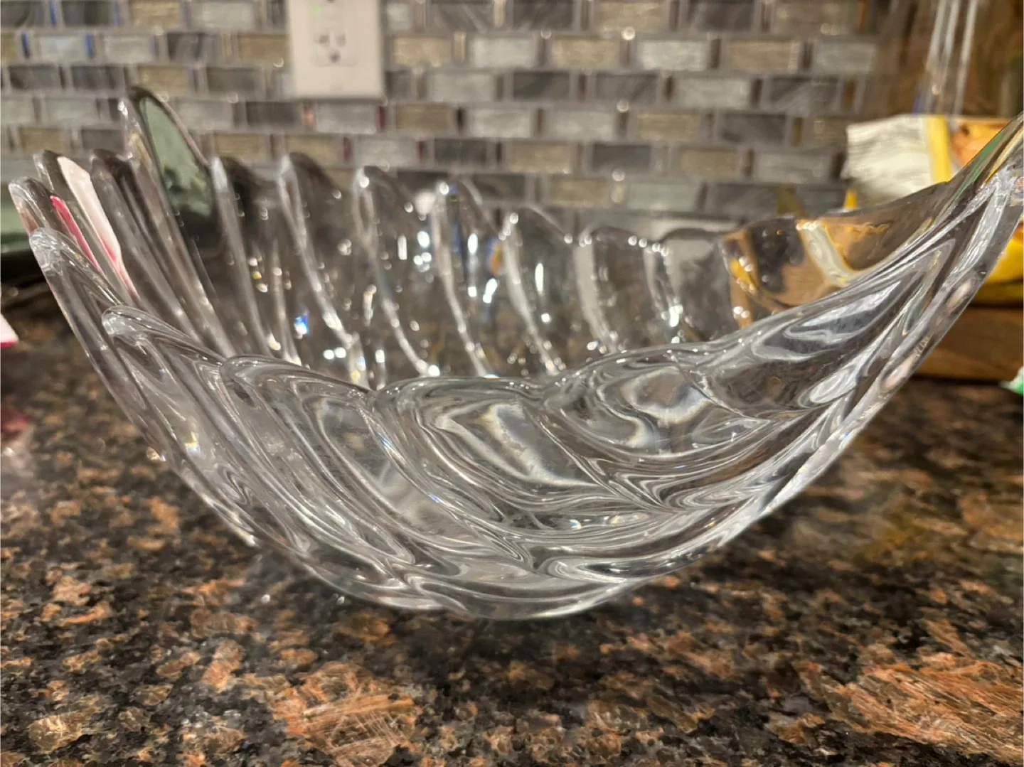Leaf Shaped Clear Glass Bowl