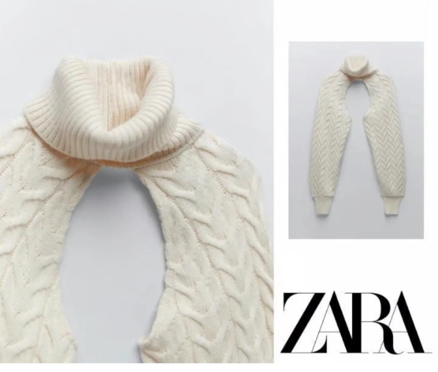 Zara Knit Arm Warmer - Cream image indicator(2)