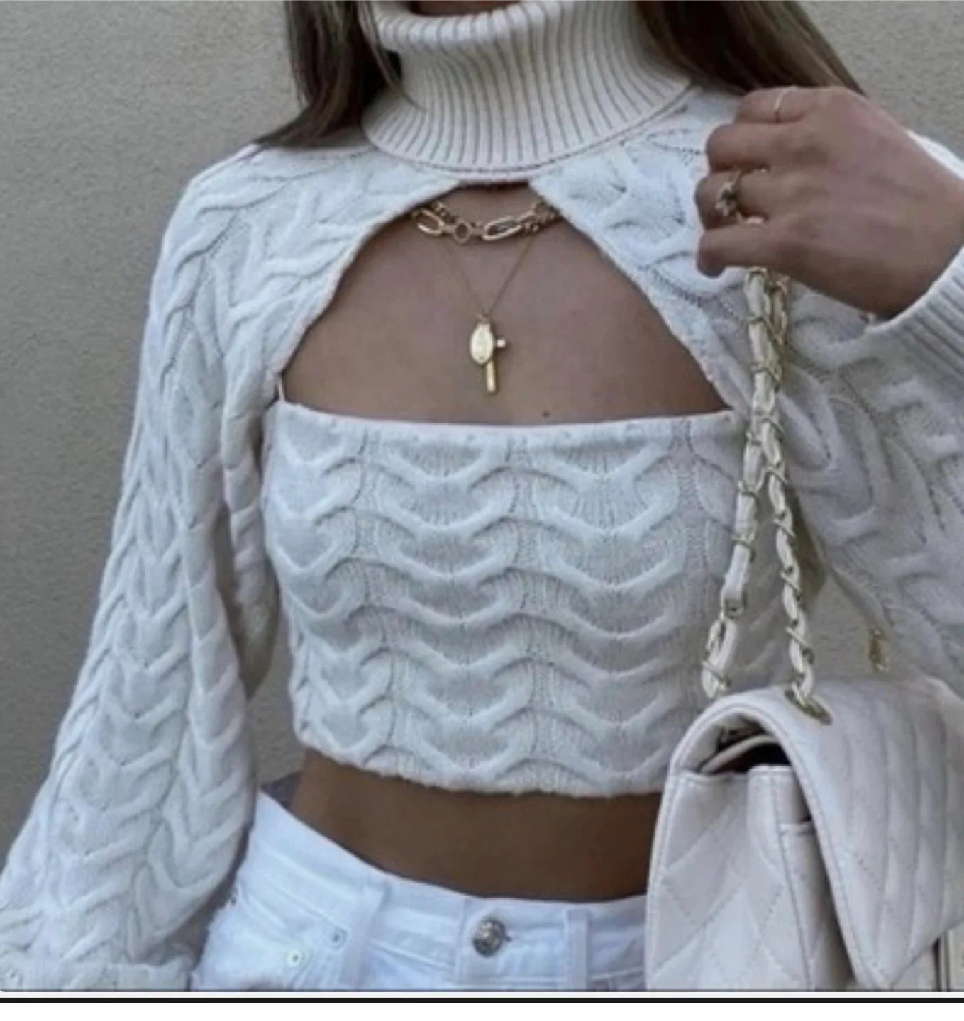 Zara Knit Arm Warmer - Cream image indicator(3)