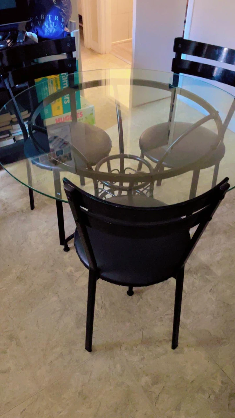 Glass Top Dining Table with 3 Chairs - photo 2