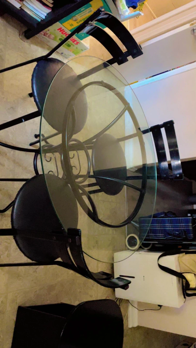 Glass Top Dining Table with 3 Chairs