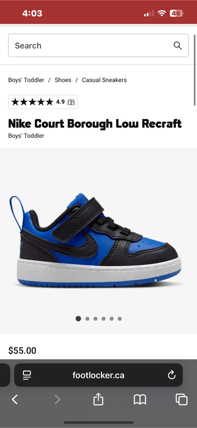 Nike court borough low toddler shoes 6C image indicator(3)