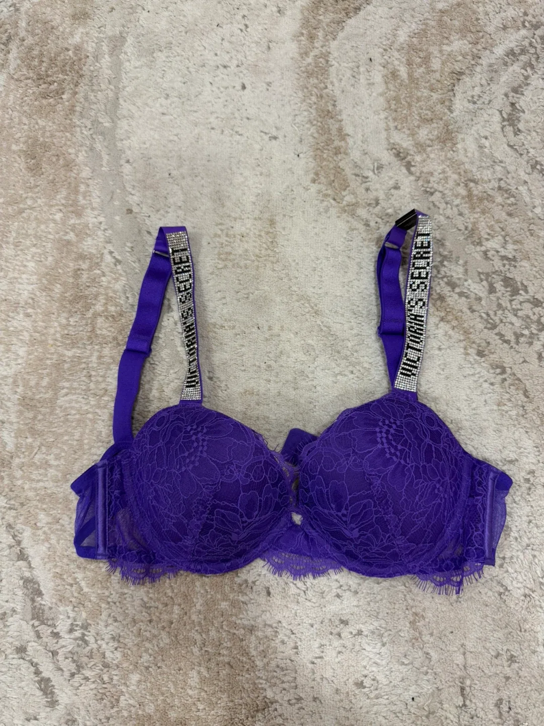 Victoria's Secret Purple Lingerie Set 34b bra and garter XS/S image indicator(4)
