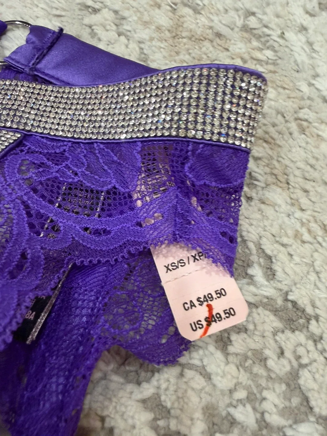 Victoria's Secret Purple Lingerie Set 34b bra and garter XS/S image indicator(5)