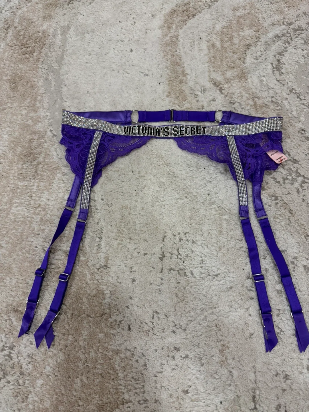 Victoria's Secret Purple Lingerie Set 34b bra and garter XS/S image indicator(6)