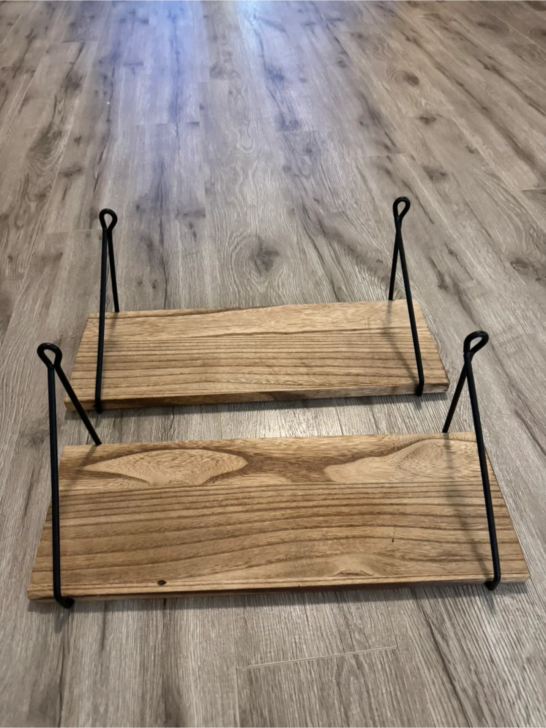 Set of 2 Wood and Metal Hanging Shelves