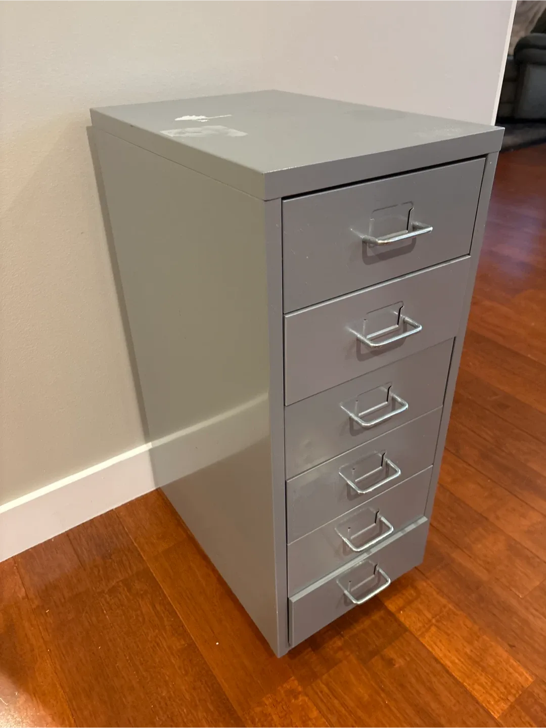 Grey Metal Filing Cabinet with 6 Drawers